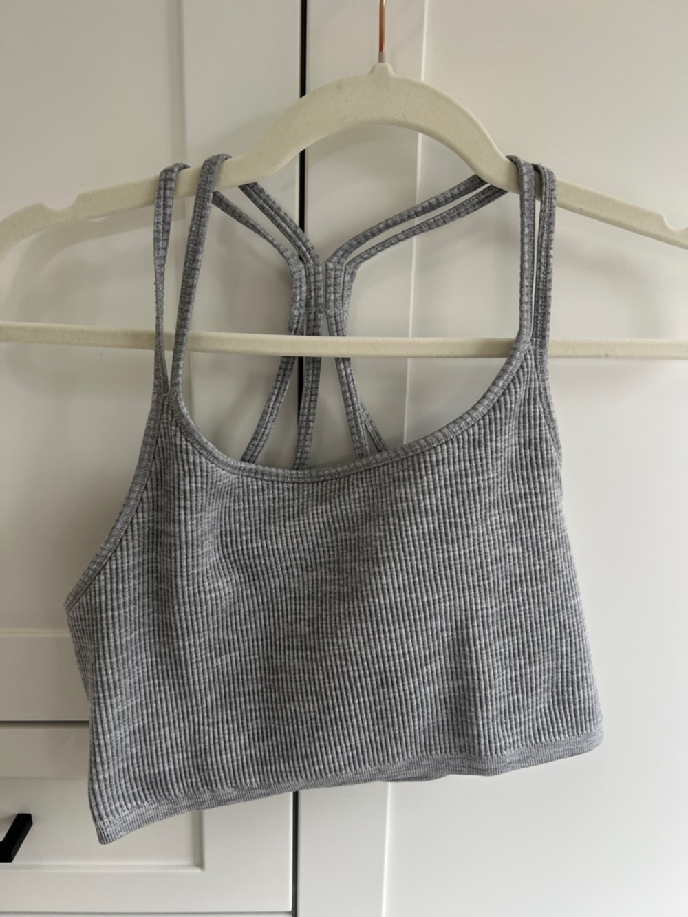 Forever 21 Ribbed Gray Strappy Crop Bralette